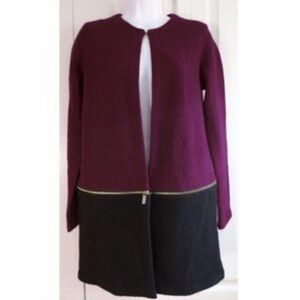 EUC- Karl Lagerfeld Color Block Wool Blend Blazer w/Zipper Accent